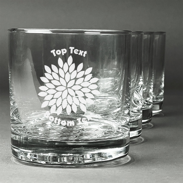 Custom Mums Flower Whiskey Glasses (Set of 4) (Personalized)