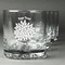 Mums Flower Whiskey Glasses Set of 4 - Engraved Front