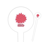 Mums Flower 6" Round Plastic Food Picks - White - Single Sided (Personalized)