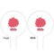 Mums Flower White Plastic 6" Food Pick - Round - Double Sided - Front & Back