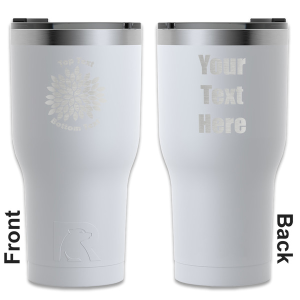 Custom Mums Flower RTIC Tumbler - White - Engraved Front & Back (Personalized)