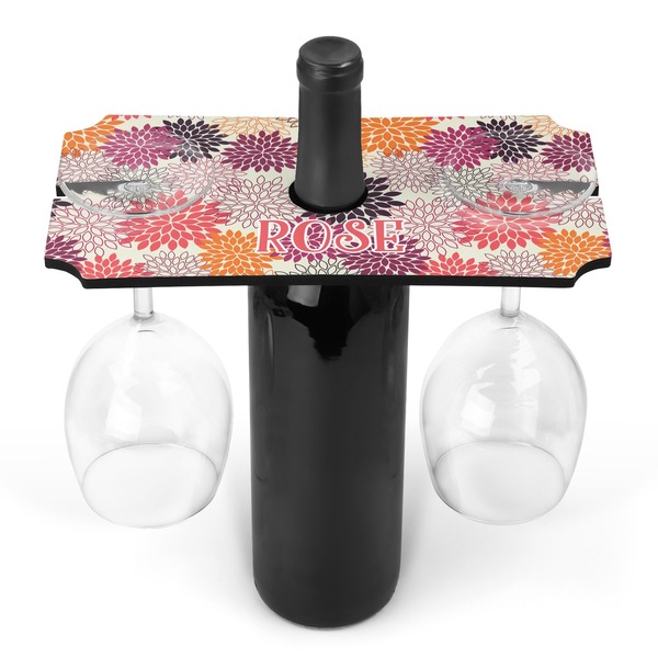 Custom Mums Flower Wine Bottle & Glass Holder (Personalized)