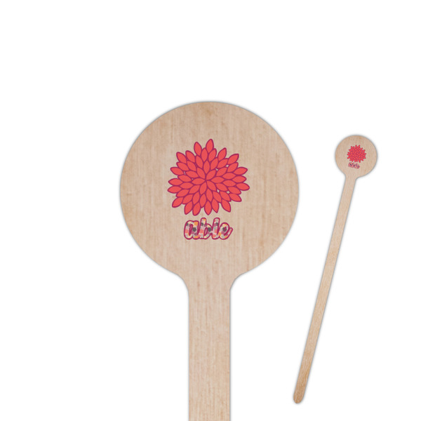 Custom Mums Flower 7.5" Round Wooden Stir Sticks - Double Sided (Personalized)