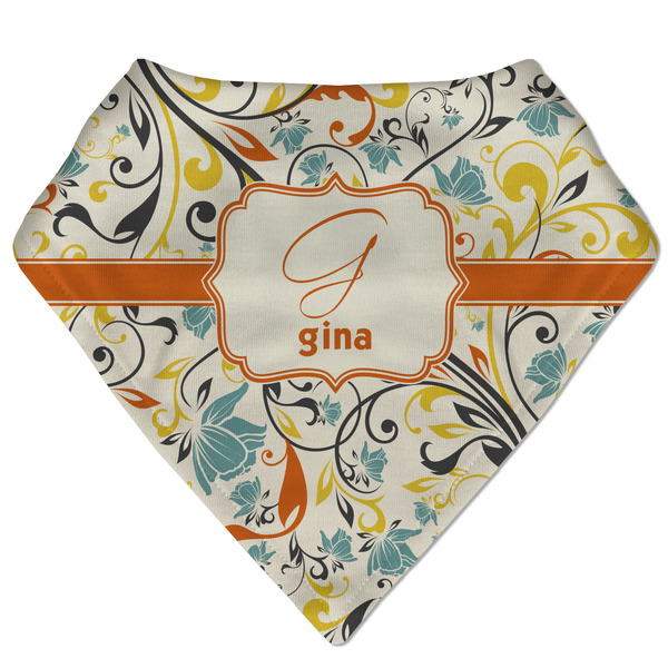 Custom Swirly Floral Bandana Bib (Personalized)