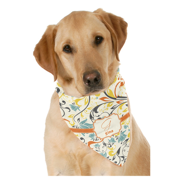 Custom Swirly Floral Dog Bandana Scarf w/ Name and Initial