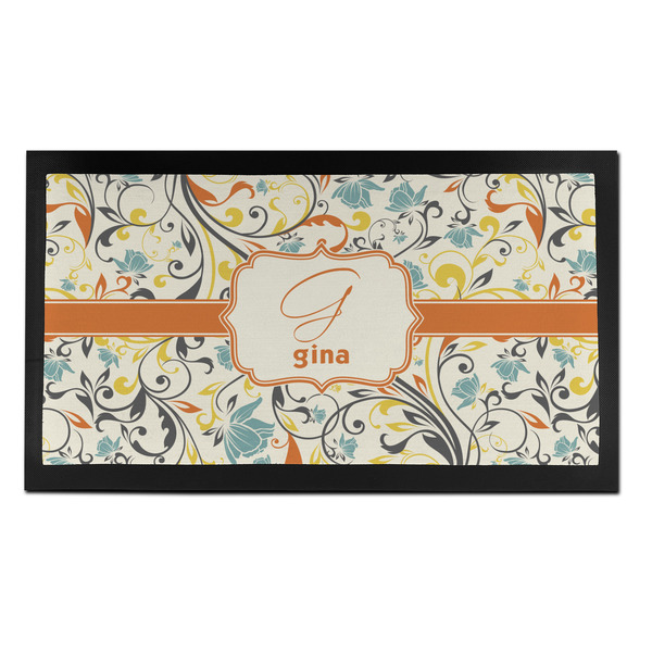 Custom Swirly Floral Bar Mat - Small (Personalized)