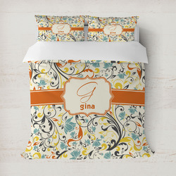 Swirly Floral Duvet Cover Set - Full / Queen (Personalized)