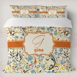 Swirly Floral Duvet Cover Set - King (Personalized)