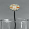 Swirly Floral Black Plastic 7" Stir Stick - Oval - Main