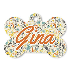 Swirly Floral Bone Shaped Dog ID Tag (Personalized)