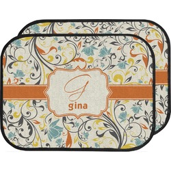 Swirly Floral Car Floor Mats (Back Seat) (Personalized)