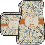 Swirly Floral Car Floor Mats Set - 2 Front & 2 Back (Personalized)