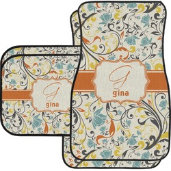 Swirly Floral Car Floor Mats Set - 2 Front & 2 Back (Personalized)