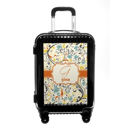 Swirly Floral Carry On Hard Shell Suitcase (Personalized)