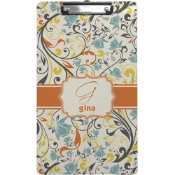 Swirly Floral Clipboard (Legal Size) (Personalized)