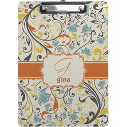 Swirly Floral Clipboard (Letter Size) (Personalized)