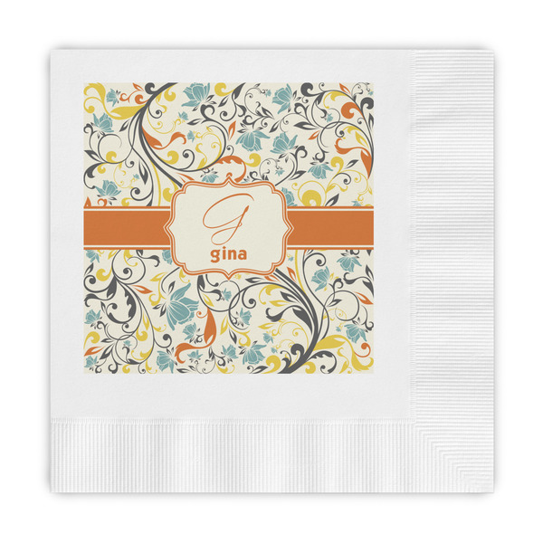 Custom Swirly Floral Embossed Decorative Napkins (Personalized)