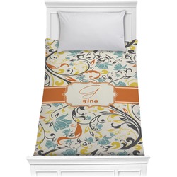 Swirly Floral Comforter - Twin XL (Personalized)