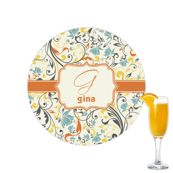 Custom Swirly Floral Printed Drink Topper - 2.15" (Personalized)