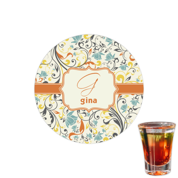 Custom Swirly Floral Printed Drink Topper - 1.5" (Personalized)