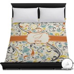 Swirly Floral Duvet Cover - Full / Queen (Personalized)