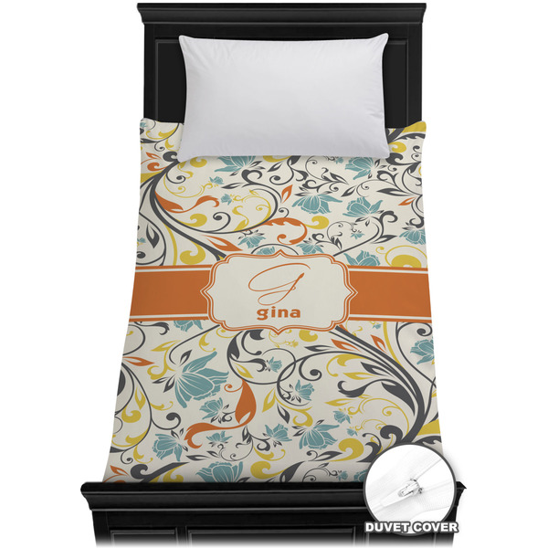 Custom Swirly Floral Duvet Cover - Twin XL (Personalized)
