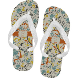 Swirly Floral Flip Flops - Medium (Personalized)