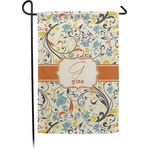 Swirly Floral Small Garden Flag - Double Sided w/ Name and Initial