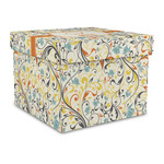 Swirly Floral Gift Box with Lid - Canvas Wrapped - Large (Personalized)