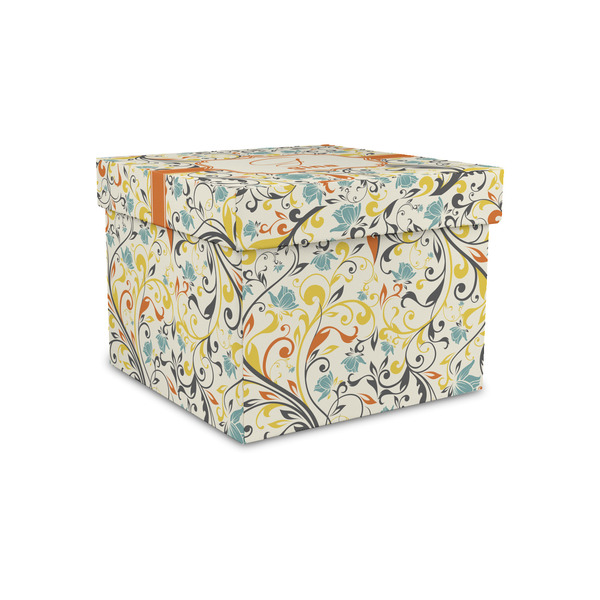 Custom Swirly Floral Gift Box with Lid - Canvas Wrapped - Small (Personalized)