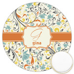 Swirly Floral Printed Cookie Topper - 3.25" (Personalized)