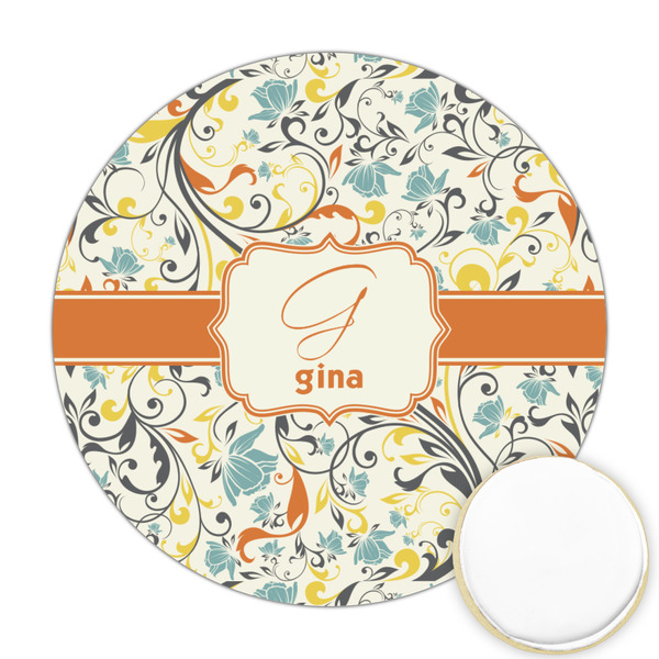 Custom Swirly Floral Printed Cookie Topper - 2.5" (Personalized)