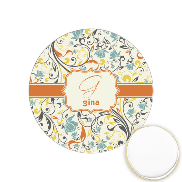 Custom Swirly Floral Printed Cookie Topper - 1.25" (Personalized)