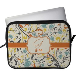 Swirly Floral Laptop Sleeve / Case - 15" (Personalized)