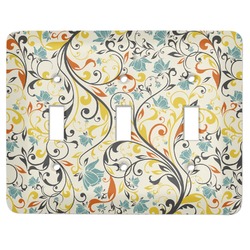Swirly Floral Light Switch Cover (3 Toggle Plate)
