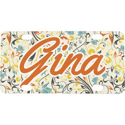 Swirly Floral Mini/Bicycle License Plate (Personalized)