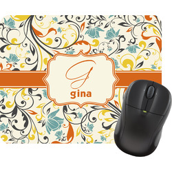 Swirly Floral Rectangular Mouse Pad (Personalized)
