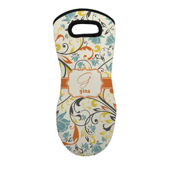 Swirly Floral Neoprene Oven Mitt - Single w/ Name and Initial