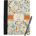 Swirly Floral Notebook Padfolio - Large w/ Name and Initial