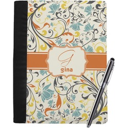 Swirly Floral Notebook Padfolio - Large w/ Name and Initial