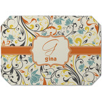 Swirly Floral Dining Table Mat - Octagon (Single-Sided) w/ Name and Initial