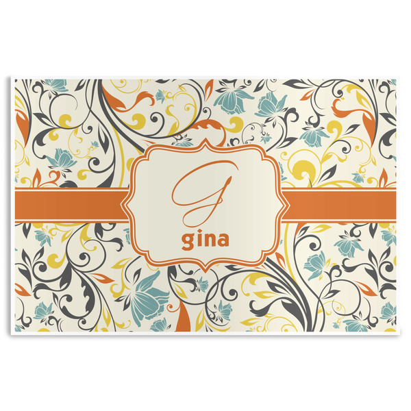 Custom Swirly Floral Disposable Paper Placemats (Personalized)