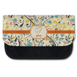Swirly Floral Canvas Pencil Case w/ Name and Initial