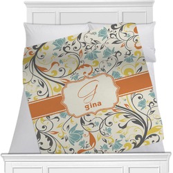 Swirly Floral Minky Blanket - Twin / Full - 80"x60" - Double Sided (Personalized)