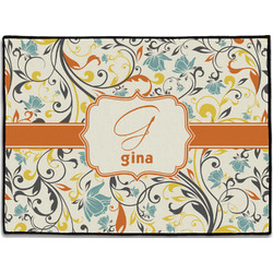 Swirly Floral Door Mat (Personalized)