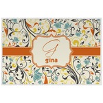 Swirly Floral Laminated Placemat w/ Name and Initial