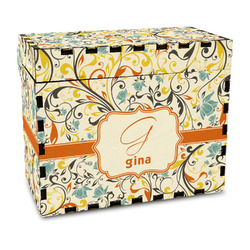 Swirly Floral Wood Recipe Box - Full Color Print (Personalized)