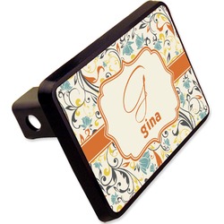 Swirly Floral Rectangular Trailer Hitch Cover - 2" (Personalized)