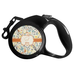 Swirly Floral Retractable Dog Leash - Large (Personalized)