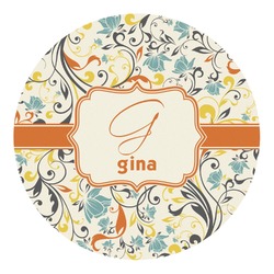 Swirly Floral Round Decal - Large (Personalized)